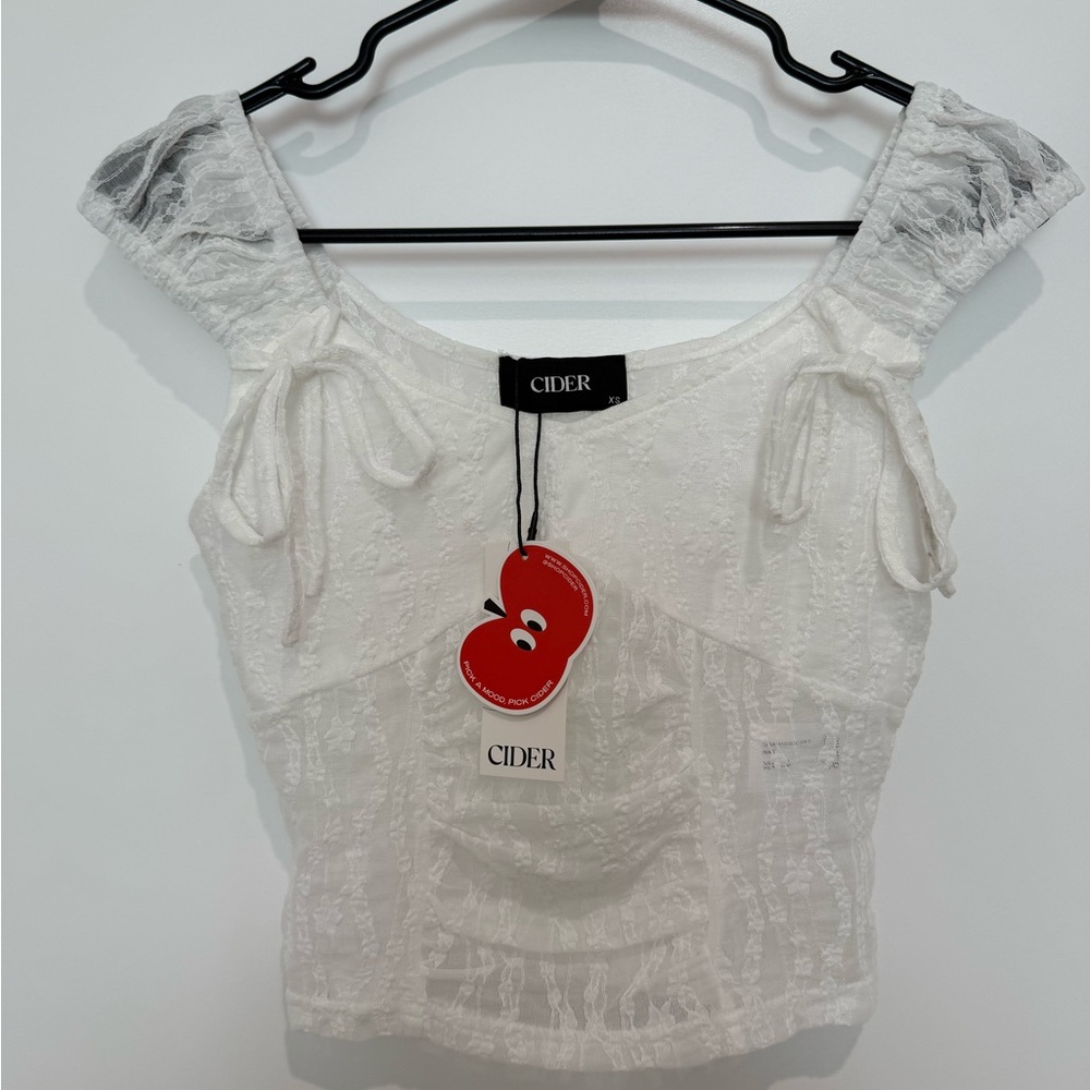 White Puff Sleeve Tie Front Blouse